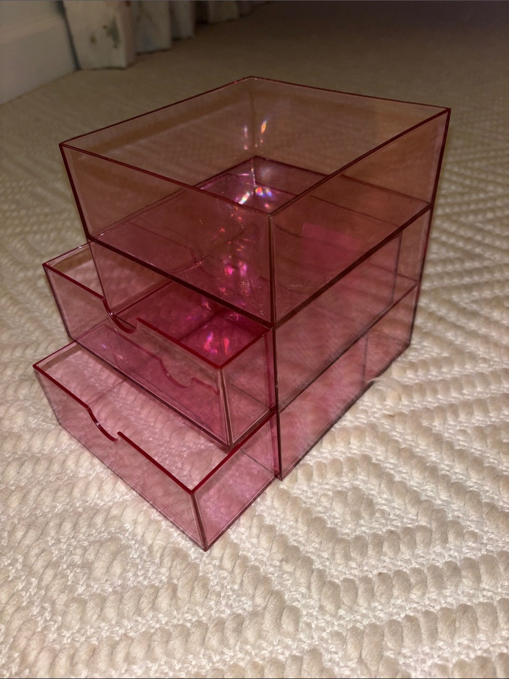 Clear Pink Acrylic 3-Drawer Makeup Organizer - Brand Unknown